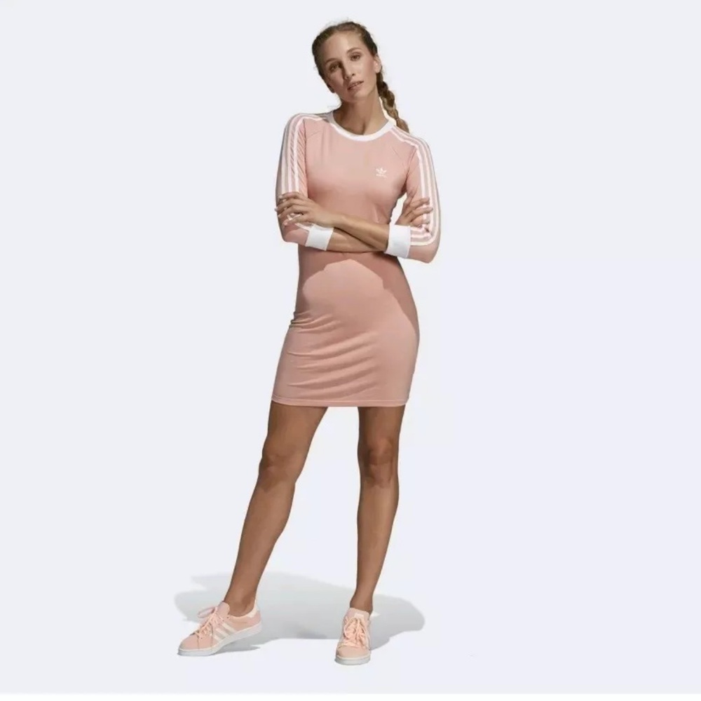 Adidas Long Sleeve Tennis Prep Mini Dress Women’s L Sporty Casual Athletic